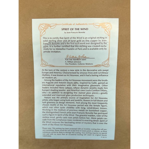 Spirit of the Wind Etching, Art Nouveau, Jean-Francois Bonotte - Picture 8 of 9